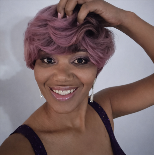 Mauve purple modern short bob by Triny - bold color transformation